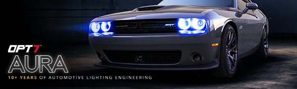 App Enabled iOS & Android Easy Installation Angel Eye Kit OPT7 Aura Pro Halo Light DRL for 08-22 Dodge Challenger Bluetooth RGB Full Color Spectrum Demon Eye