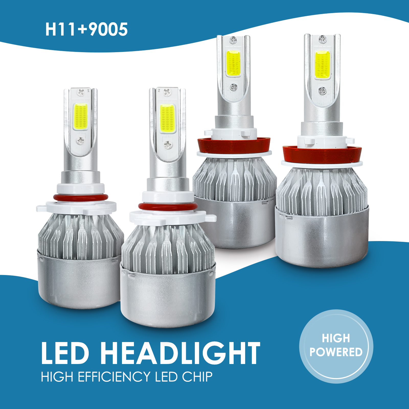 High Low Beam Combo Kit 6000K White H11 9005 Total 2120W 318000LM LED Headlight