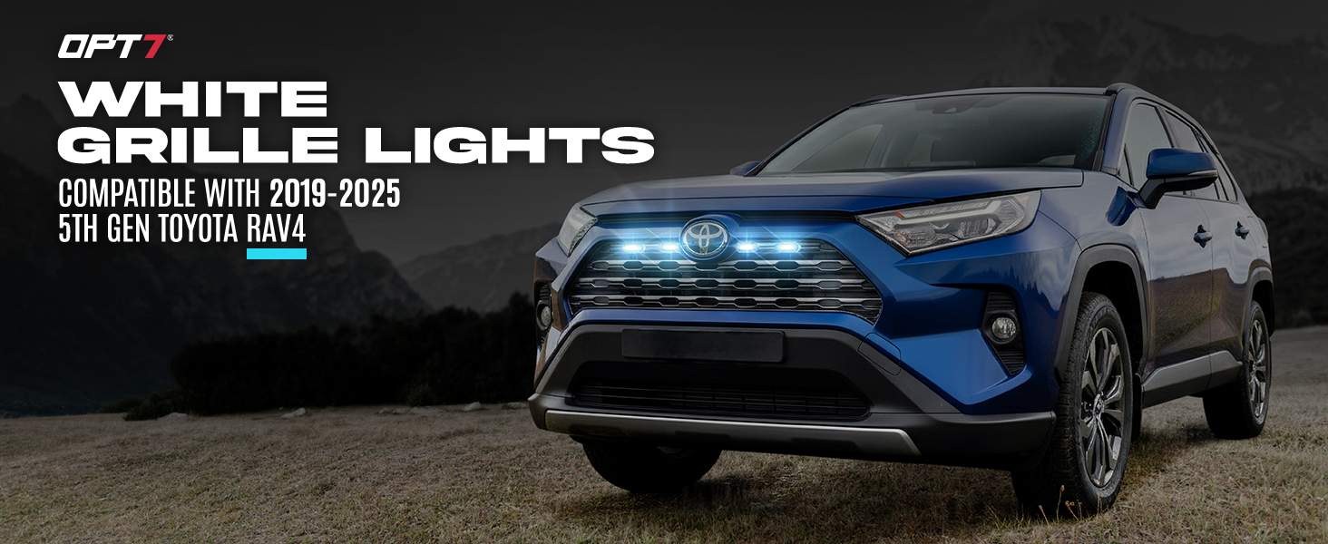 OPT7 White LED Grille Lights for Toyota rav 4 2019-2025 5th gen front drl