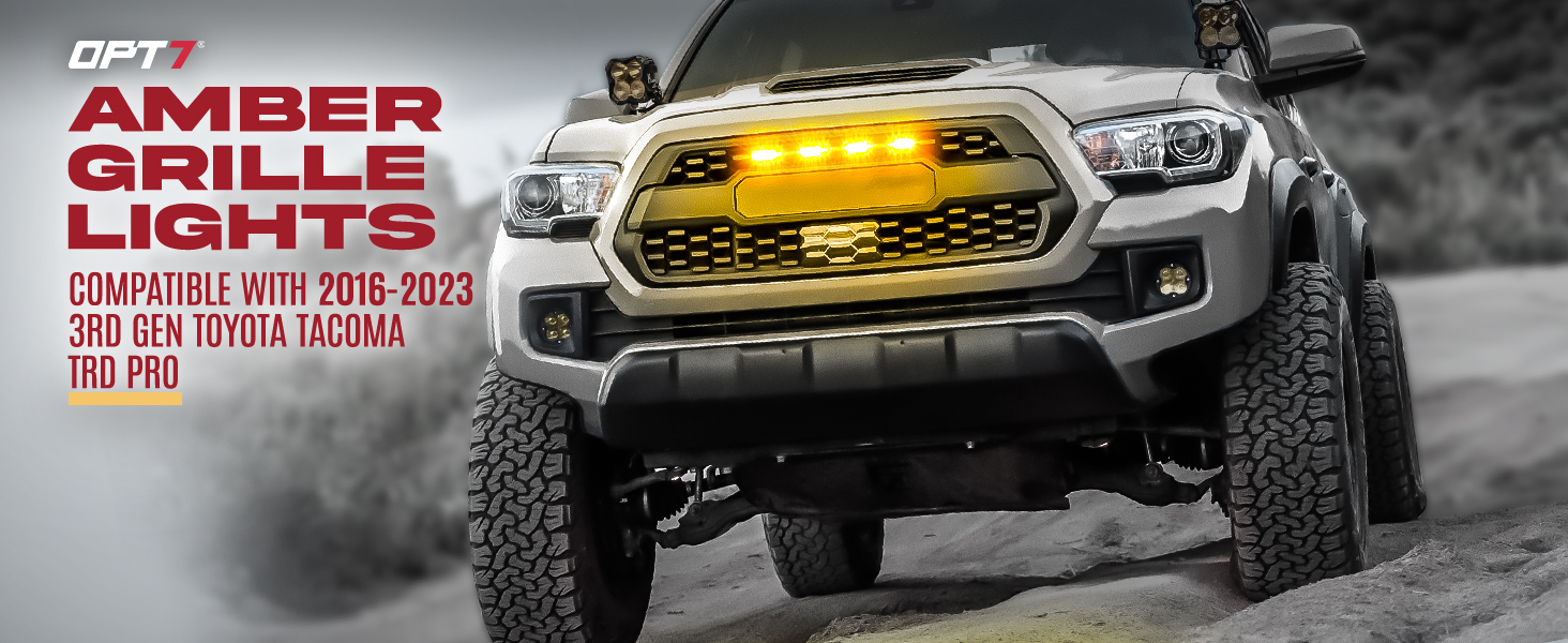 OPT7 Amber LED Grille Lights for Toyota Tacoma TRD PRO 2016-2023